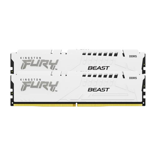 Kit Memoria RAM Kingston FURY Beast DDR5, 6000MHz, 32GB (2x 16GB), Non-ECC, CL40, XMP, Blanco, KF560C40BWK2-32 /MAX. 1 X CLIENTE