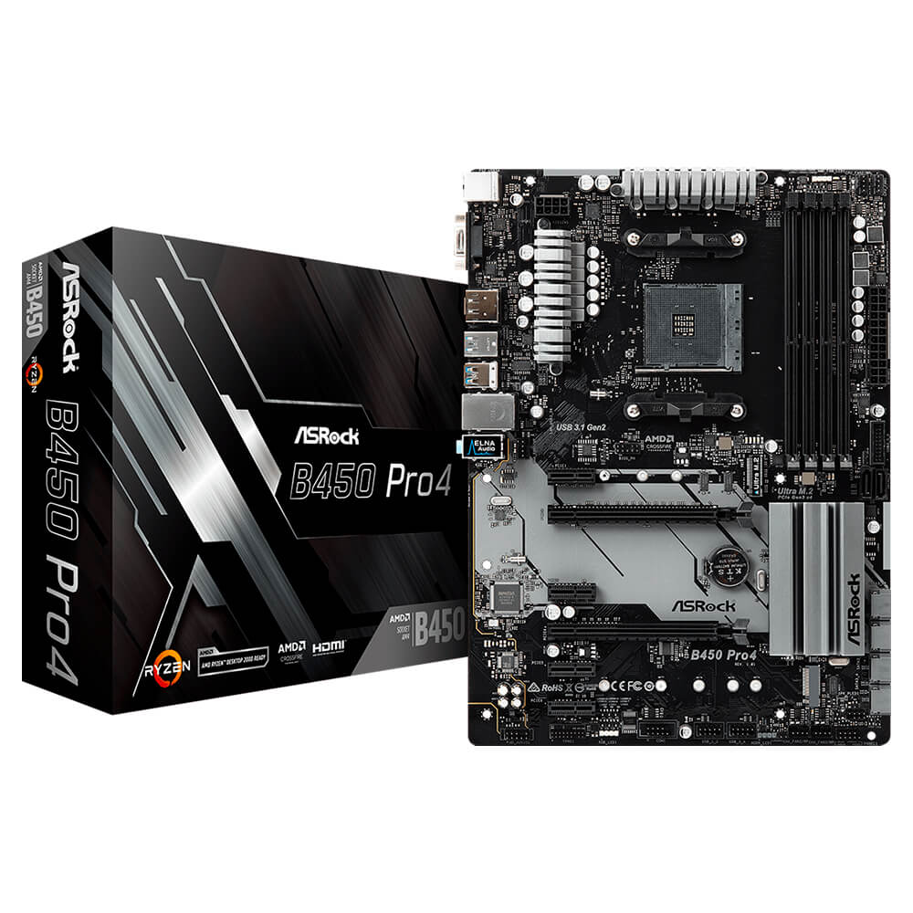 Tarjeta Madre Asrock B450 PRO4, ATX, DDR4, Socket AM4