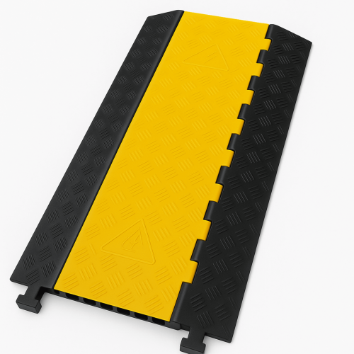ACCESSPRO AC-903CV Protector de Cable de 3 Canales, Base de Goma y Tapa de Plástico, Tamaño del Canal 56x55MM, Capacidad de Carga 6.1 Toneladas, Longitud 90 cm, Ancho del Contorno 50 cm, Altura 7.5 cm, Color Amarillo-Negro, Material Hule