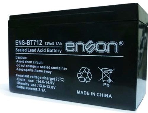 Batería De Respaldo 12V 7A ENSON ENS-BT712 – 12 V, Negro
