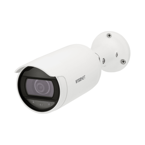 Hanwha Techwin Wisenet AN-OL7082R Cámara IP Tipo Bala 4 Megapíxel, Lente varifocal motorizado 3.3 a 10.3mm, IR 30M, WDR 120db, IP66, H.265 & WiseStream, modo pasillo, POE 802.3af