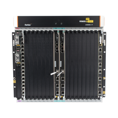 FIBERHOME AN6000-17 OLT Carrier Class Modular GPON, 16 Ranuras de Servicio, Incluye 1 Tarjeta de Servicio, crecimiento hasta 256 puertos GPON o 128 XGPON, Gestión por UNM2000, CLI, (Incluye Instalación de Software UNM2000)