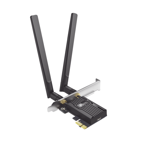 TP-LINK ARCHER-TX55E Adaptador PCIe inalámbrico doble banda AX3000 Mbps, Seguridad Inalámbrica WPA3 /Antena de alta ganancia, Tecnología MU-MUMO 2X2, Soporte de perfil bajo y Altura completa, Bluetooth 5.2