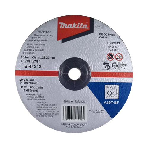 MAKITA B-44242 Disco de corte para metal de 9″