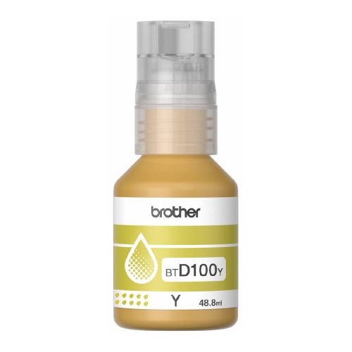 BOTELLA DE TINTA BROTHER BTD100Y AMARILLO, RENDIMIENTO APROXIMADO 5,000 PÁGINAS, COMPATIBLE CON DCPT230, DCPT530DW, DCPT730DW, MFCT930DW, BTD100Y