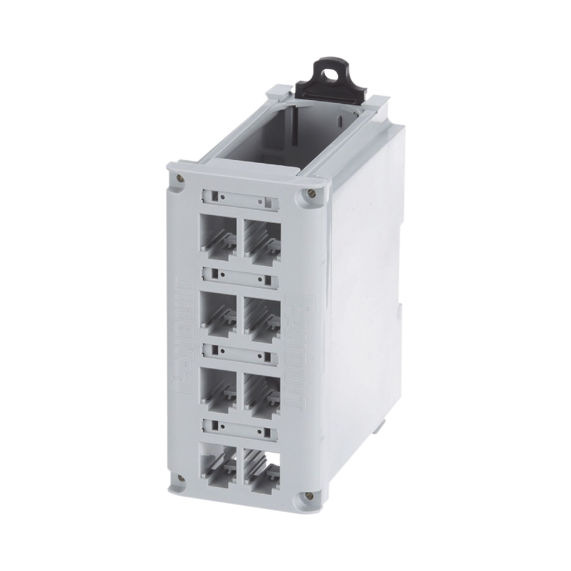 PANDUIT CDPP8RG Panel de Parcheo Modular para Cobre, de Instalación en Riel DIN Estándar de 35mm, 8 Puertos Mini-Com, Color Gris