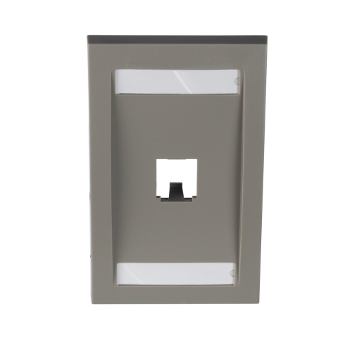 PANDUIT CFPE1IGY Placa de Pared Vertical Ejecutiva, Salida Para 1 Puerto Mini-Com, Con Espacios Para Etiquetas, Color Gris