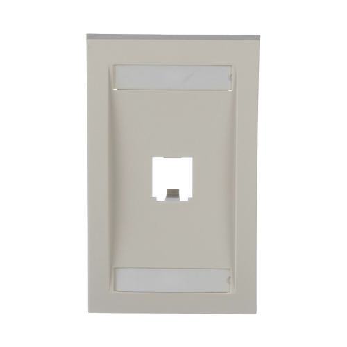 PANDUIT CFPE1IWY Placa de Pared Vertical Ejecutiva, Salida Para 1 Puerto Mini-Com, Con Espacios Para Etiquetas, Color Blanco Mate