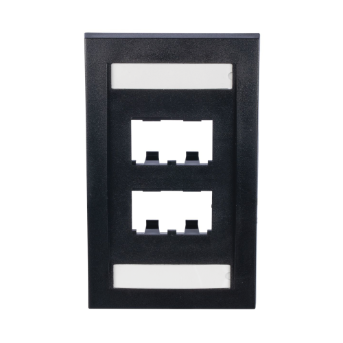 PANDUIT CFPE4BLY Placa de Pared Vertical Ejecutiva, Salida de 4 Puertos Mini-Com, Con Espacios Para Etiquetas, Color Negro