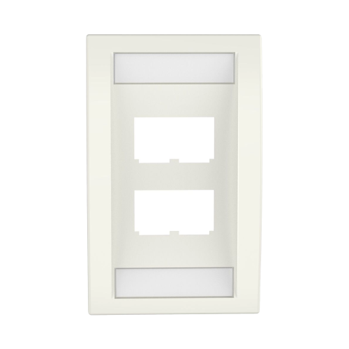PANDUIT CFPE4IWY Placa de Pared Vertical Ejecutiva, Salida Para 4 Puertos Mini-Com, Con Espacios Para Etiquetas, Color Blanco Mate