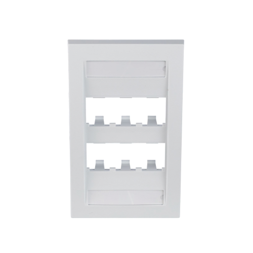 PANDUIT CFPE6WHY Placa de Pared Vertical Ejecutiva, Salida Para 6 Puertos Mini-Com, Con Espacios Para Etiquetas, Color Blanco