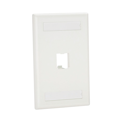PANDUIT CFPL1IWY Placa de Pared Vertical Clásica, Salida Para 1 Puerto Mini-Com, Con Espacios Para Etiquetas, Color Blanco Mate