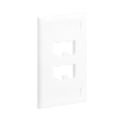 PANDUIT CFPL4WHY Placa de Pared Vertical Clásica, Salida Para 4 Puertos Mini-Com, Con Espacios Para Etiquetas, Color Blanco