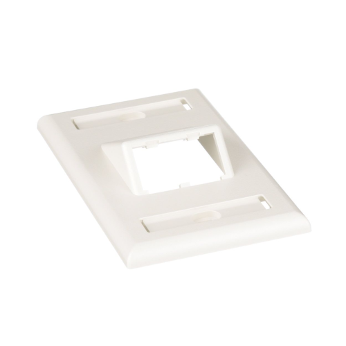 PANDUIT CFPSL2IWY Placa de Pared Vertical Clásica, Salida Para 2 Puertos Mini-Com Inclinados, Con Espacios Para Etiquetas, Color Blanco Mate