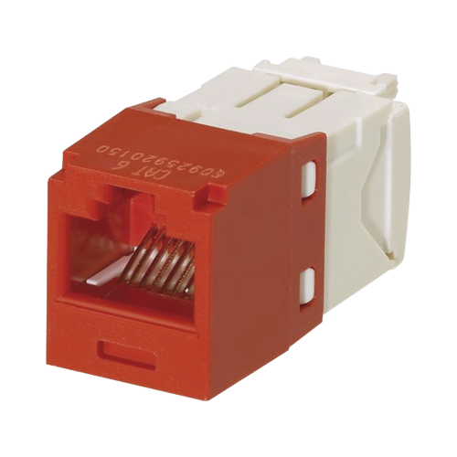 PANDUIT CJ688TGRD Conector Jack RJ45 Estilo TG, Mini-Com, Categoría 6, de 8 posiciones y 8 cables, Color Rojo