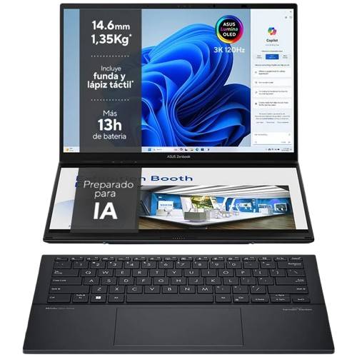 ASUS ZENBOOK DUO Intel Core Ultra 9 285H – Intel Arc Graphics, 32GB LPDDR5X, 2TB SSD, Doble Pantalla Touch 14 Pulgadas 3K, Windows 11 Home