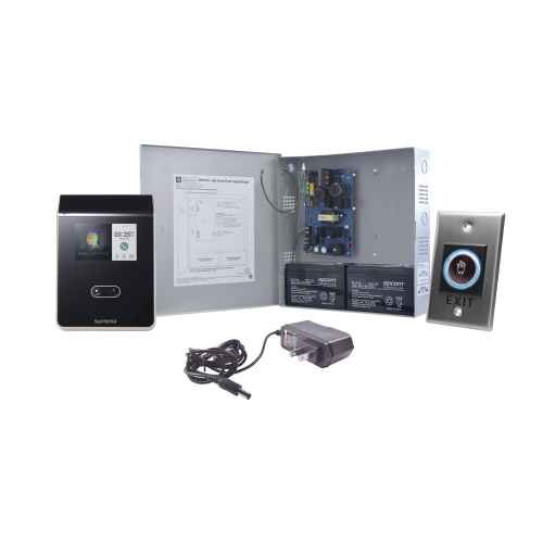 SYSCOM CONTACTLESS2 Sistema Completo de Acceso sin contacto Facial SUPREMA, Incluye Lector Biometrico FS2AWB, boton de salida ACCESSK! y fuente