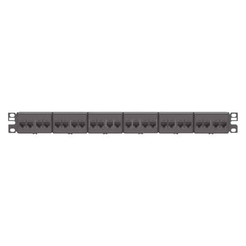PANDUIT CP24688BL Panel de Parcheo con 24 Acopladores Mini-Com, Plano, Categoría 6, de 1 UR, Color Negro