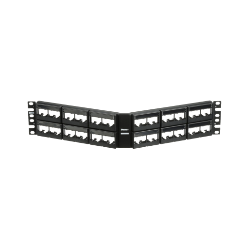 PANDUIT CPPLA48WBLY Panel de Parcheo Modular Mini-Com (Sin Conectores), Angulado, Sin Blindaje, Con Etiqueta y Cubierta, de 48 puertos, 2UR