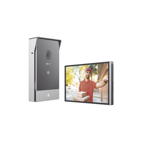 EZVIZ CS-HP7 Videoportero IP Conexión a 2 Hilos, Con Monitor Wi-Fi para Interior, Frente de Calle IP65 Uso En Exterior Debe Tener Protección, Cámara 3 Megapíxel, Llamada a la App, Apertura remota, Soporta 2 Puertas, Ranura para Mic
