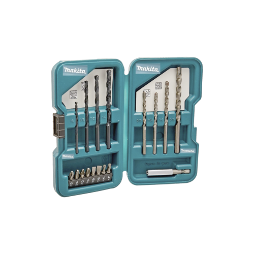 MAKITA D-45836 Juego de accesorios multipropósito 17 piezas para metal, concreto, madera y puntas para atornillar.