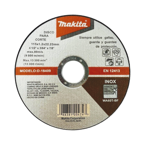 MAKITA D18409 Disco de Corte de 7/8″ de acero inoxidable, diámetro de 4-1/2″