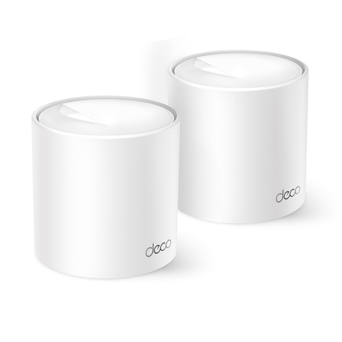 TP-LINK DECOX10-2PACK Kit 2 Routers Inalámbricos MESH Interior para Hogar, Doble Banda Wi-Fi 6 AX1500 Mbps, 2 Puerto Gigabit WAN/LAN, 2 Antenas Internas, Administración Mediante la App Deco (iOS, Android), Protección HomeShield