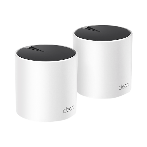 TP-LINK DECOX55-2PACK Kit 2 Routers Inalámbricos MESH Interior para Hogar, Doble Banda Wi-Fi 6 AX3000 Mbps, 3 Puerto Gigabit WAN/LAN, 2 Antenas Internas, Administración Mediante la App Deco (iOS, Android), Protección HomeShield