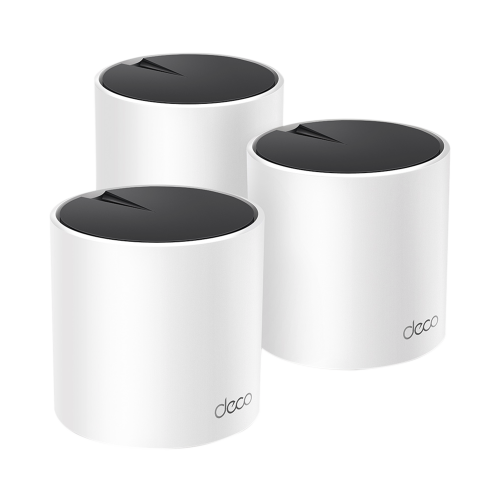 TP-LINK DECOX55-3PACK Kit 3 Routers Inalámbricos MESH Interior para Hogar, Doble Banda Wi-Fi 6 AX3000 Mbps, 3 Puerto Gigabit WAN/LAN, 2 Antenas Internas, Administración Mediante la App Deco (iOS, Android), Protección HomeShield