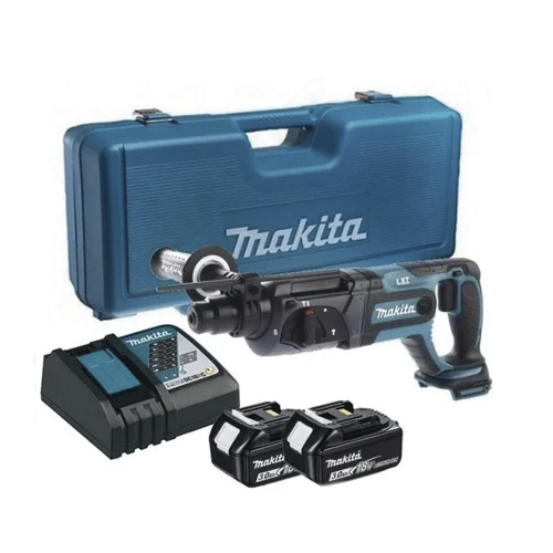 MAKITA DHR241RFE Rotamartilló 18V, SDS 0-1.200 Rpm, 3 Modos de Trabajo, Incluye 2 Baterías de 3.0 Ah, Cargador y Maletín.
