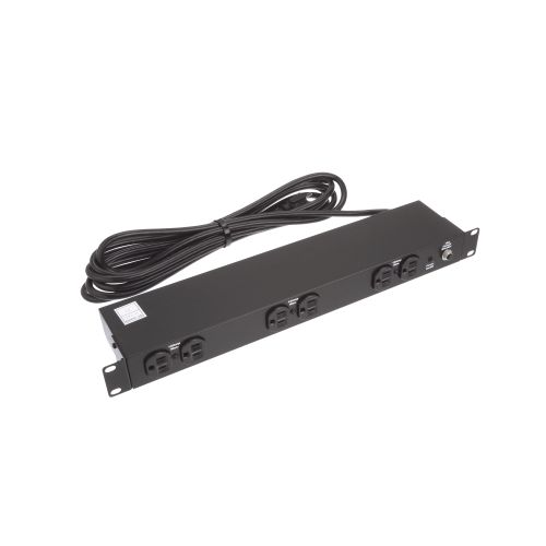HOFFMAN DP1N190615 PDU Básico de Montaje en Rack, Con 6 Salidas Frontales NEMA 5-15R, Enchufe de Entrada NEMA 5-15P, de 19in, 1UR, 15 Amp, 120 Vca