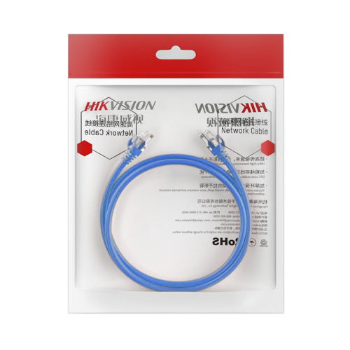 HIKVISION DS-1NP6UEC0-200-B Cable de Parcheo (Patch Cord), UTP, Cat. 6 (24 AWG), 2 Metros, Color Azul, Ideal para PoE+, Interior