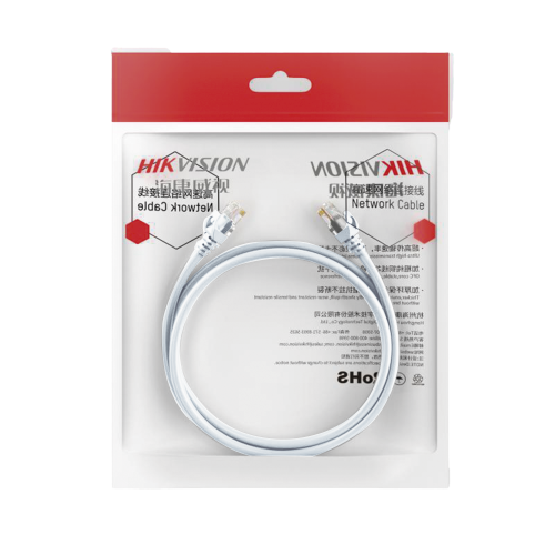 HIKVISION DS-1NP6UEC0-200-W Cable de Parcheo (Patch Cord), UTP, Cat. 6 (24 AWG), 2 Metros, Color Blanco/ Ideal para PoE+, Interior