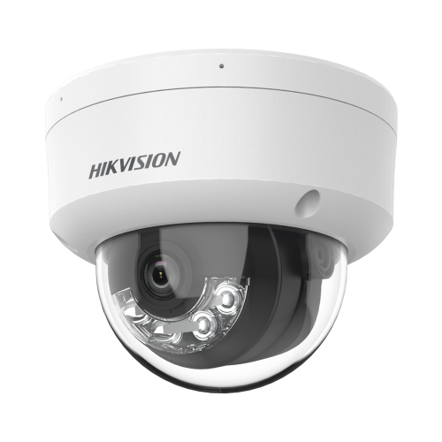 HIKVISION DS-2CD1143G2-LIUF Domo IP 4 Megapixel, Lente 2.8 mm, Dual Light (30 mts IR + 30 mts Luz Blanca), Micrófono Integrado, Antivandálico IK08, ACUSENSE Lite, Exterior IP67, H.265, PoE, ONVIF, Micro SD