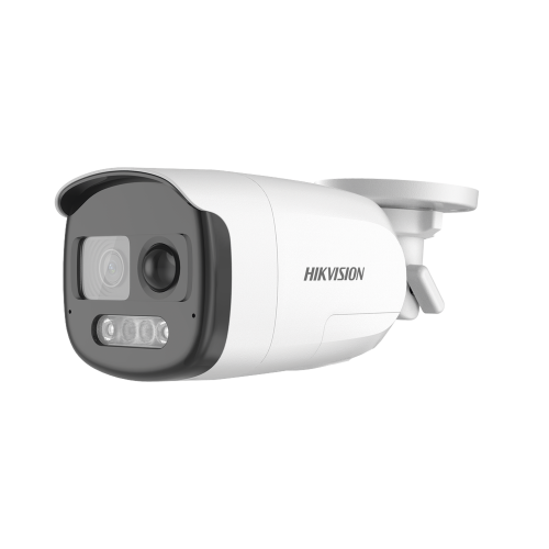 HIKVISION DS-2CE12DF3T-PIRXOS [ColorVu] Bala TURBOHD 2 Megapixel (1080p), Imagen a Color 24/7, Lente 2.8 mm, Luz Blanca 40 mts, Exterior IP67, WDR 130 dB, Sensor PIR, Sirena Integrada, Salida de Audio Estrobo ROJO – AZUL, Micrófono Integrado