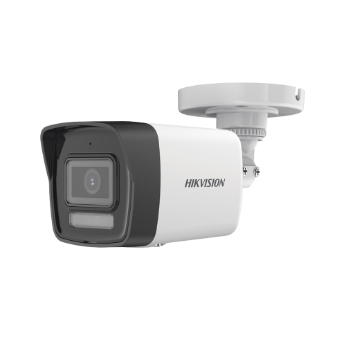 HIKVISION DS-2CE16K0T-LFS [Dual Light + ColorVu] Bala TURBOHD 3K (5 Megapixel), Lente 2.8 mm, 30 mts IR + 20 mts Luz Blanca, Gran Angular 104.9°, Exterior IP67, Micrófono Integrado, dWDR, 4 Tecnologías, Metal