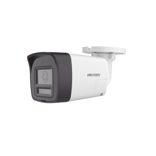 HIKVISION DS-2CE16U0T-LTS [Audio Bidireccional + Dual Light + ColorVu] Bala TURBOHD 4K (8 Megapixel), Lente 2.8 mm, 30 mts IR EXIR + 20 mts Luz Blanca, Micrófono y Bocina Integrado, Exterior IP67, Metal, dWDR