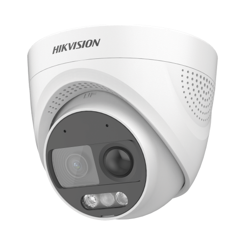 HIKVISION DS-2CE72DF3T-PIRXOS Turret TURBOHD 2 Megapixeles (1080p), Imagen a color 24/7, Lente 2.8 mm, Luz Blanca 20 mts, Exterior IP67, WDR 130dB, Sensor PIR, Sirena Integrada, Estrobo ROJO – AZUL, Micrófono Integrado