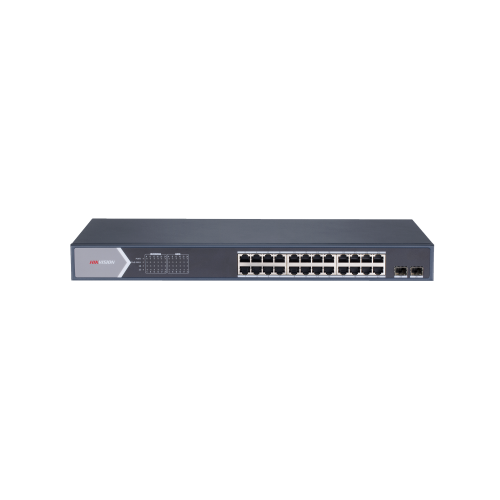 HIKVISION DS-3E1526P-SI Switch Gigabit PoE+, Administrable, 24 Puertos 1000 Mbps PoE+, 2 Puertos SFP, Configuración Remota desde Hik-PartnerPro, PoE Extendido 250 Metros, 370 Watts