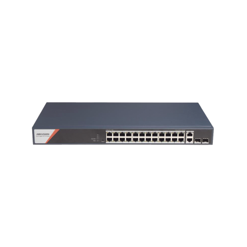 HIKVISION DS-3E1528HP-SI-24P2T2F Switch Gigabit PoE+, Administrable, 24 Puertos 1000 Mbps PoE+ (4 Puertos PoE++ 90 W), 2 Puertos 1000 Mbps de Uplink, 2 Puertos SFP, Configuración Nube Hik-PartnerPro, Modo Extendido hasta 300 Metros, 370 W