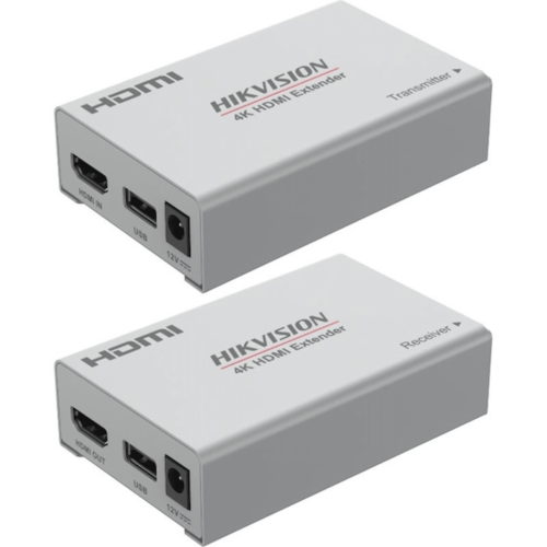 HIKVISION DS-52EX01HI-4K Kit Extensor de Video y Audio por HDMI en 4K, Hasta 120 Metros (30 Hz) y 60 Metros (60 Hz) de Distancia con Cat 6, Cero Latencia