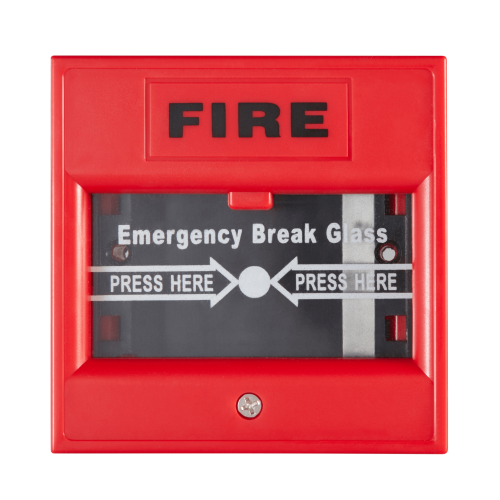 HIKVISION DS-K7PEB Botón de Salida de Emergencia, Color Rojo con Leyenda «FIRE», Interior, NO, NC