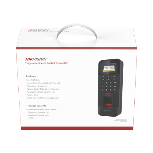 HIKVISION DS-KAS261 Kit de Control de Acceso TODO INCLUIDO con Lector de Huellas y Tarjetas, 3,000 Huellas, Compatible con App Hik-Connect, Incluye Electroimán Botón de Salida y Montajes Z y L para imán (DS-K1T804)