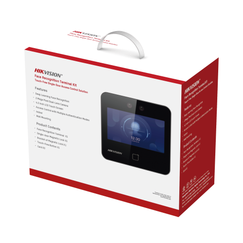 HIKVISION DS-KAS343 Kit de Control de Acceso TODO INCLUIDO con Lector de Rostros, QRs y Tarjetas, 1,500 rostros, Compatible con App HIKConnect /Incluye Electroimán Botón de Salida y Montajes Z y L para imán, HIK-IA