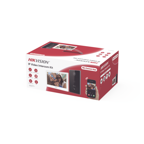 HIKVISION DS-KIS608-P Kit de Videoportero IP, Frente de calle para exterior, 2MP, Lector de Tarjeta MiFARE, Monitor Interior, WiFi, Pantalla de 7″ Touch