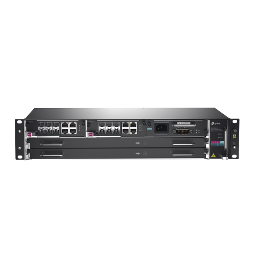 TP-LINK DS-P8000-X2 DeltaStream – OLT Módular GPON, Conexión de hasta 4,096 ONUs, 2 Tarjetas Main, Puertos Gigabit RJ45 Uplink, 4 Puertos SFP+ Uplink, Fuente Redundante AC- DC (incluida), Administración desde la nube (DPMS)