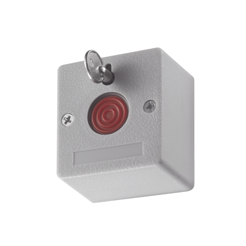 HIKVISION DS-PD1-EB Botón de Pánico Cableado, Compatible con Cualquier Panel de Alarma, LLave de Seguridad, NA/NC, Material Retardante al Fuego (ABS)