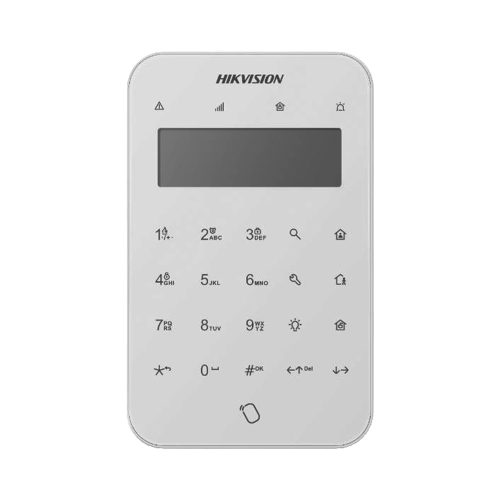 HIKVISION DS-PK1-LT-WB (AX PRO) Teclado Inalámbrico con Pantalla LCD para Armado y Desarmado, Funciones de Automatización para control de Relevadores