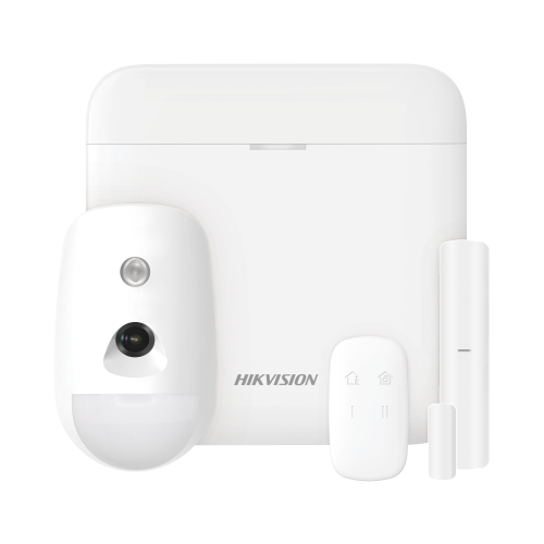 HIKVISION DS-PWA48-KS-CAM (AX PRO) KIT de Alarma AX PRO con GSM (3G/4G), Incluye: 1 Hub, 1 Sensor PIR con Cámara, 1 Contacto Magnético, 1 Control Remoto, WiFi, Compatible con Hik-Connect P2P