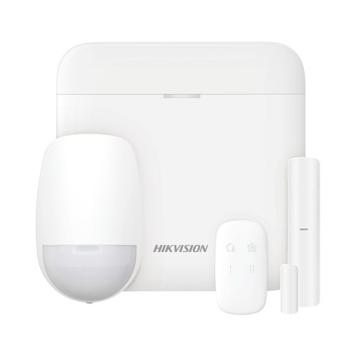HIKVISION DS-PWA48-KS (AX PRO) KIT de Alarma AX PRO con GSM (3G/4G), Incluye: 1 Hub con bateria de respaldo, 1 Sensor PIR, 1 Contacto Magnético, 1 Control Remoto, Wi-Fi, Compatible con Hik-Connect P2P